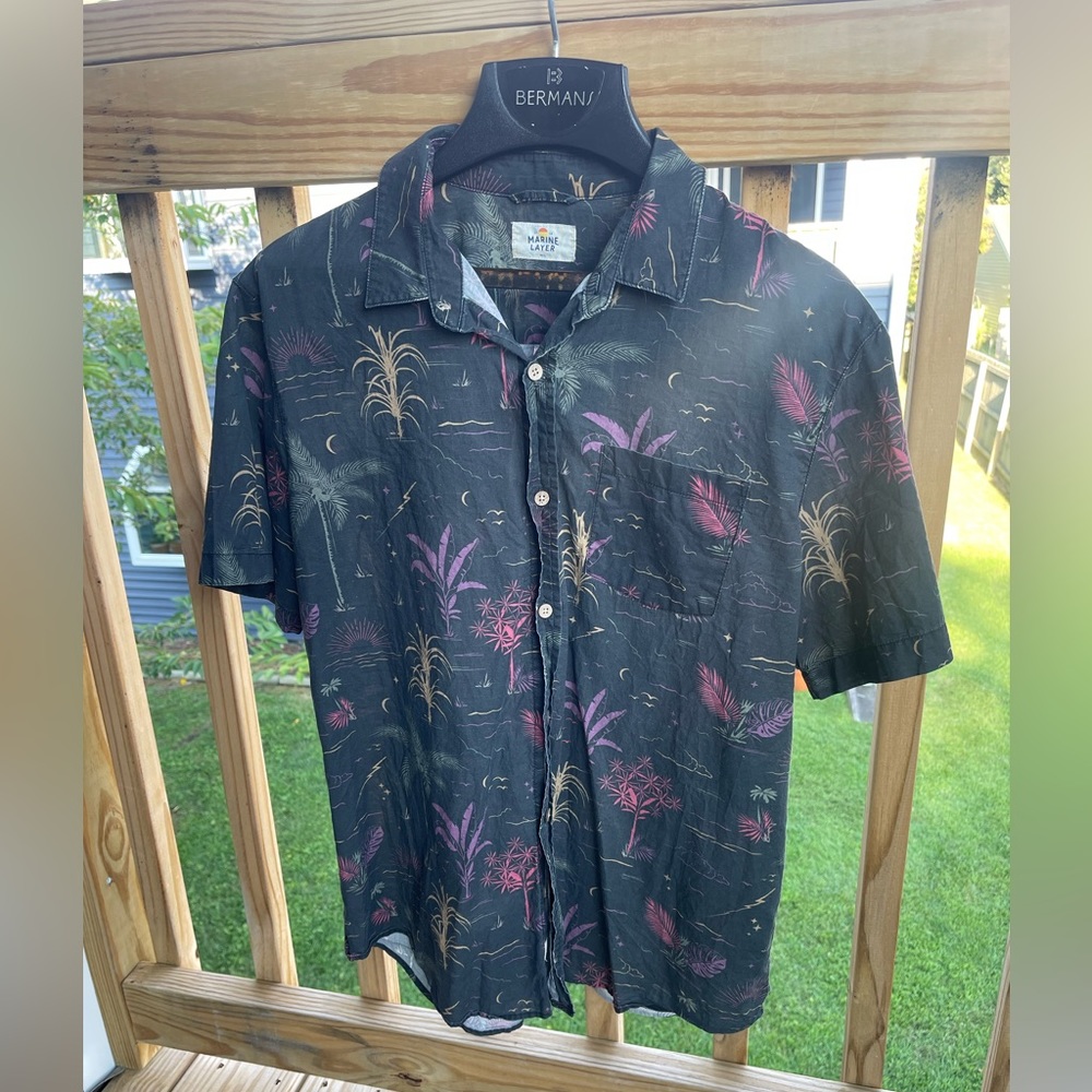 Marine Layer Distressed Hawaiian Shirt